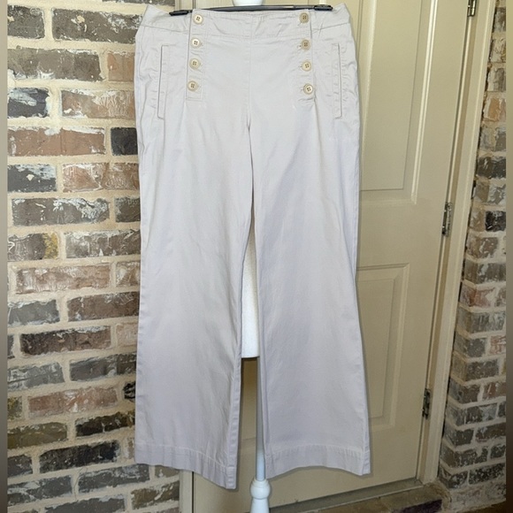 Talbots Heritage Khaki Sailor Pants Wide-Leg Trousers 6 Button Stretch Sz 6P - Picture 6 of 12